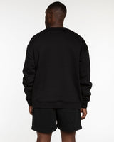 The Mens Crewneck - Black - Ignite Barre - Center Chest Stacked - White Printed