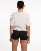 The Heavyweight Crop Tee - Washed Bone - Ethos Script - Left Chest - Tone on Tone