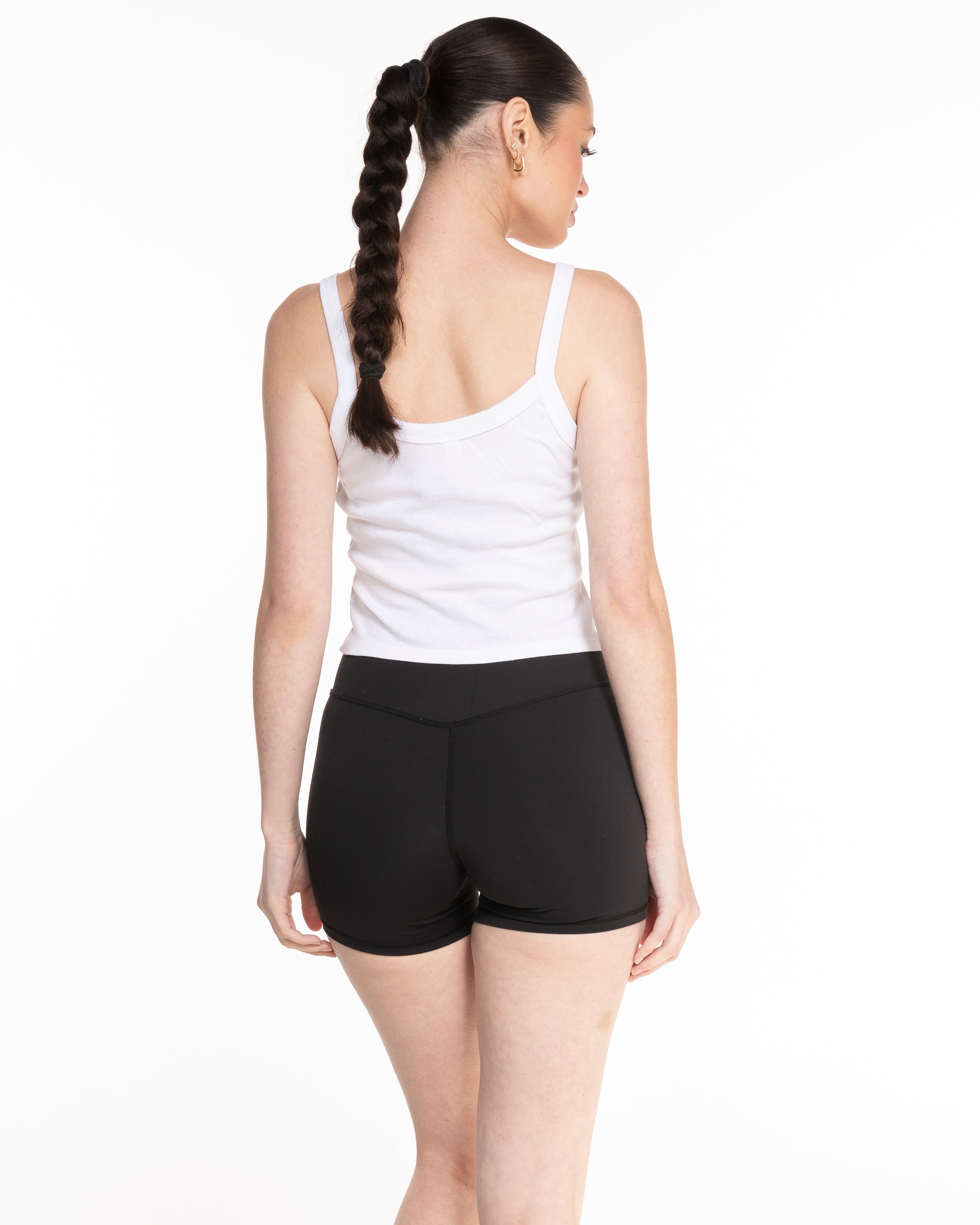 Miss Lymph Micro Rib Strappy Crop Tank - White