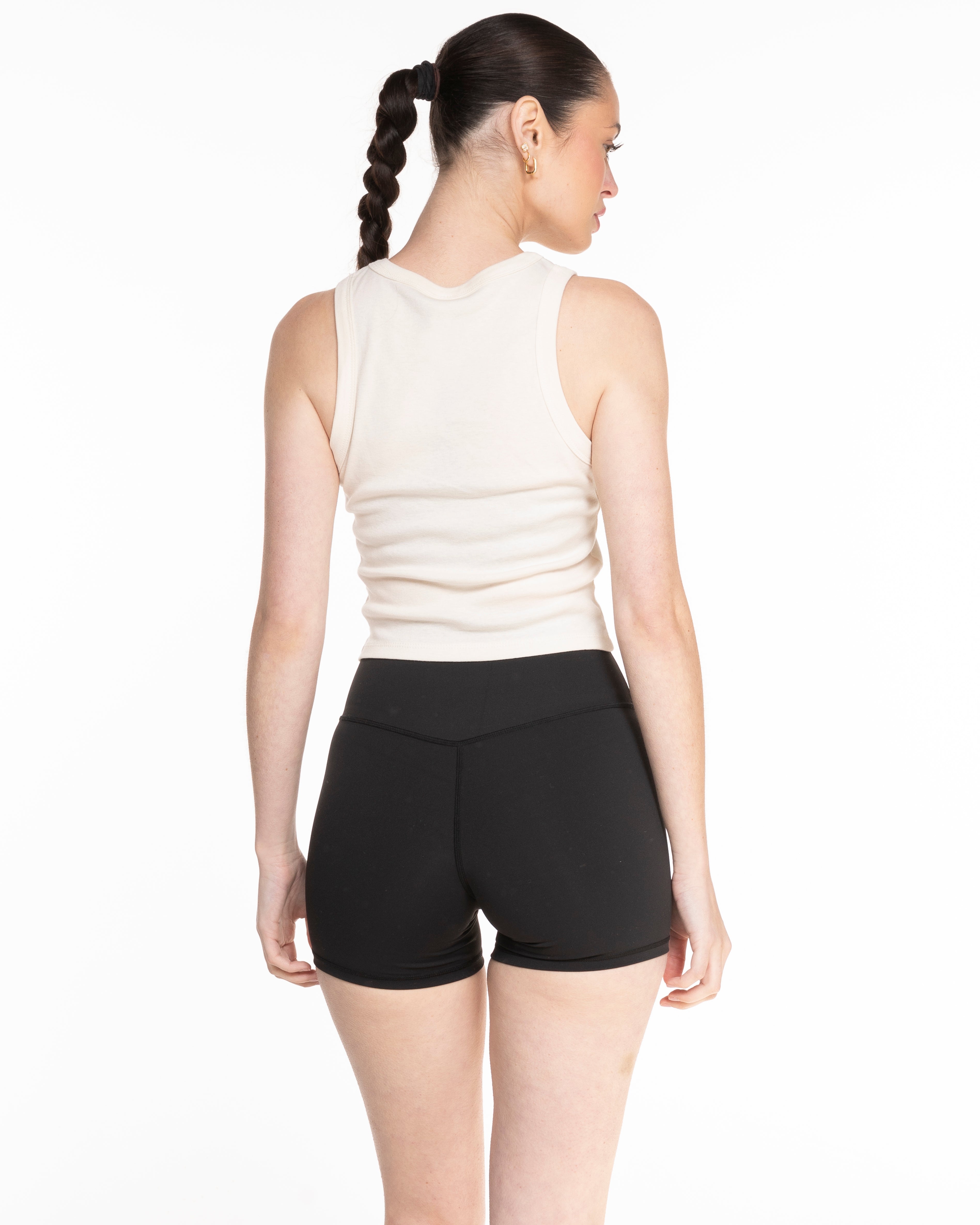 Miss Lymph Micro Rib Racer Crop - Natural