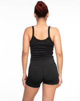 Miss Lymph Micro Rib Strappy Crop Tank - Black
