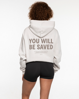 Fed By The Fruit Mens Hoodie - Washed Bone - You Will Be Saved Logo