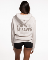 Fed By The Fruit Womens Hoodie - Washed Bone - You Will Be Saved Logo