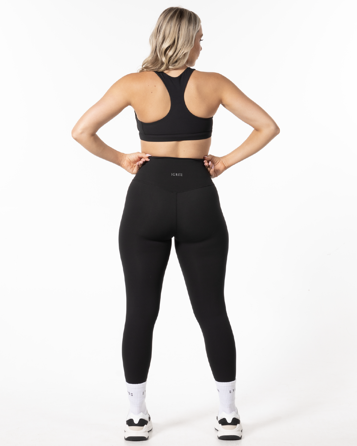 The Basic Legging - Black - Ignite Barre - Center Back - Printed - White