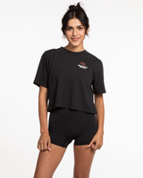 Real Good Pilates - Heavyweight Crop Tee - Washed Black