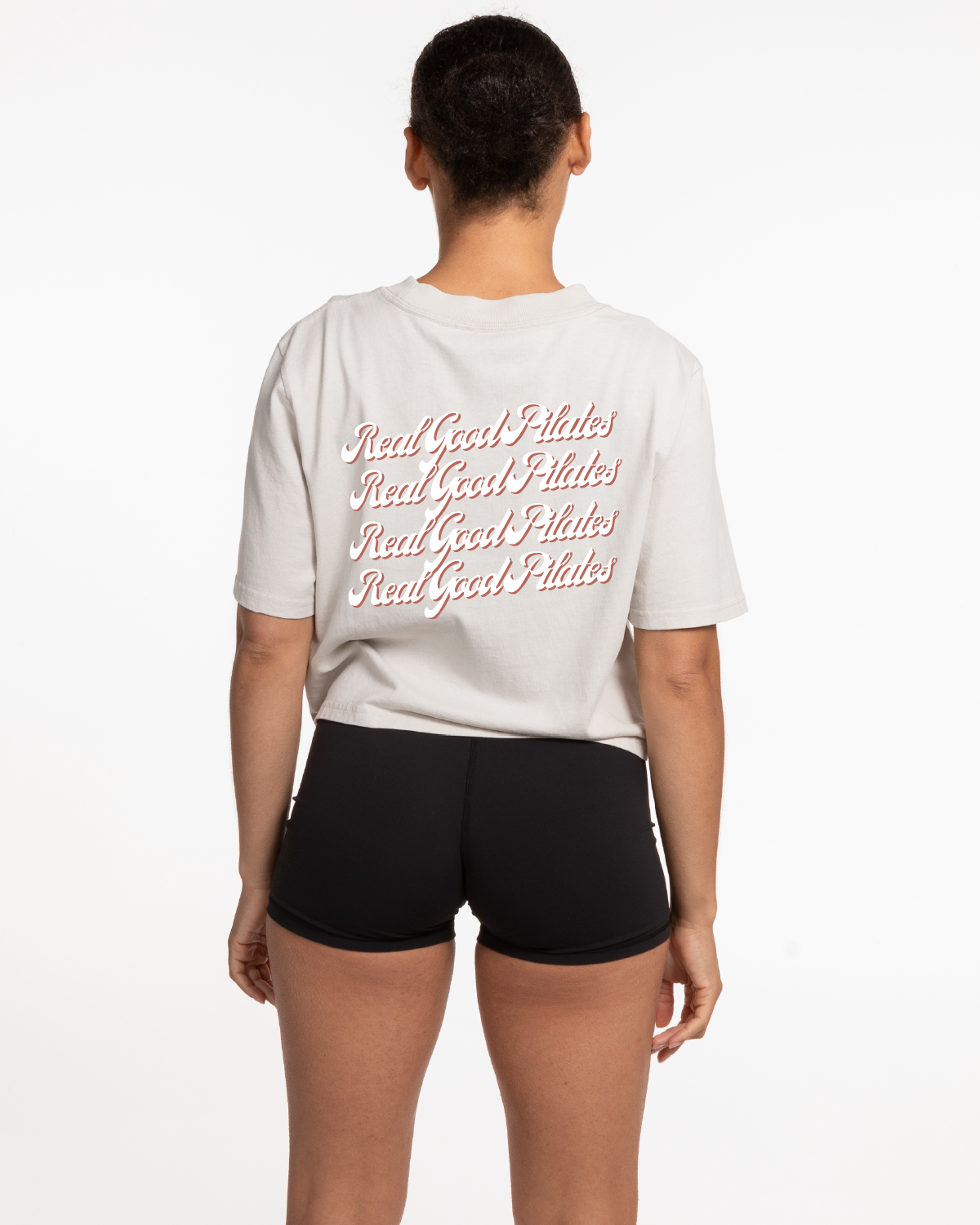 Real Good Pilates - Heavyweight Crop Tee - Washed Bone