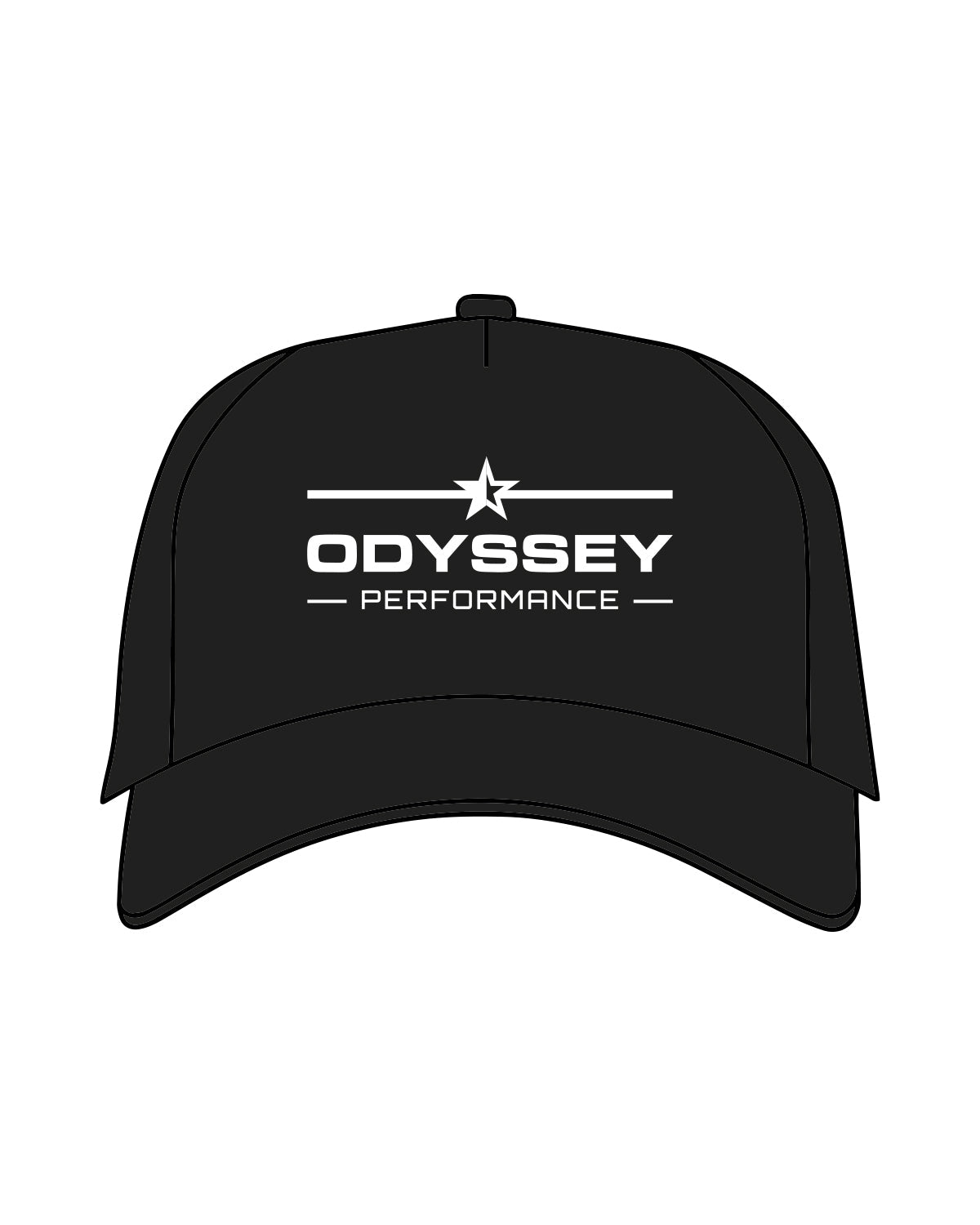The Canvas Cap - Black - Odyssey Performance - Center Stacked Star - White