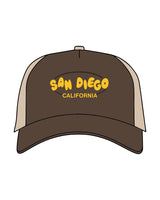 The 5 Panel Trucker Hat - Brown / Khaki - Ethos Bubble - Front Center - Full Color