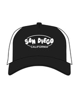 The 5 Panel Trucker Hat - Black / White - Ethos Bubble - Front Center - White