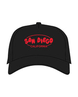 The 5 Panel Trucker Hat - Black - Ethos Bubble - Front Center - Neon Red