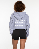 The Mens Classic Hoodie - Heather - Odyssey - Left Chest & Back Center Stacked - White