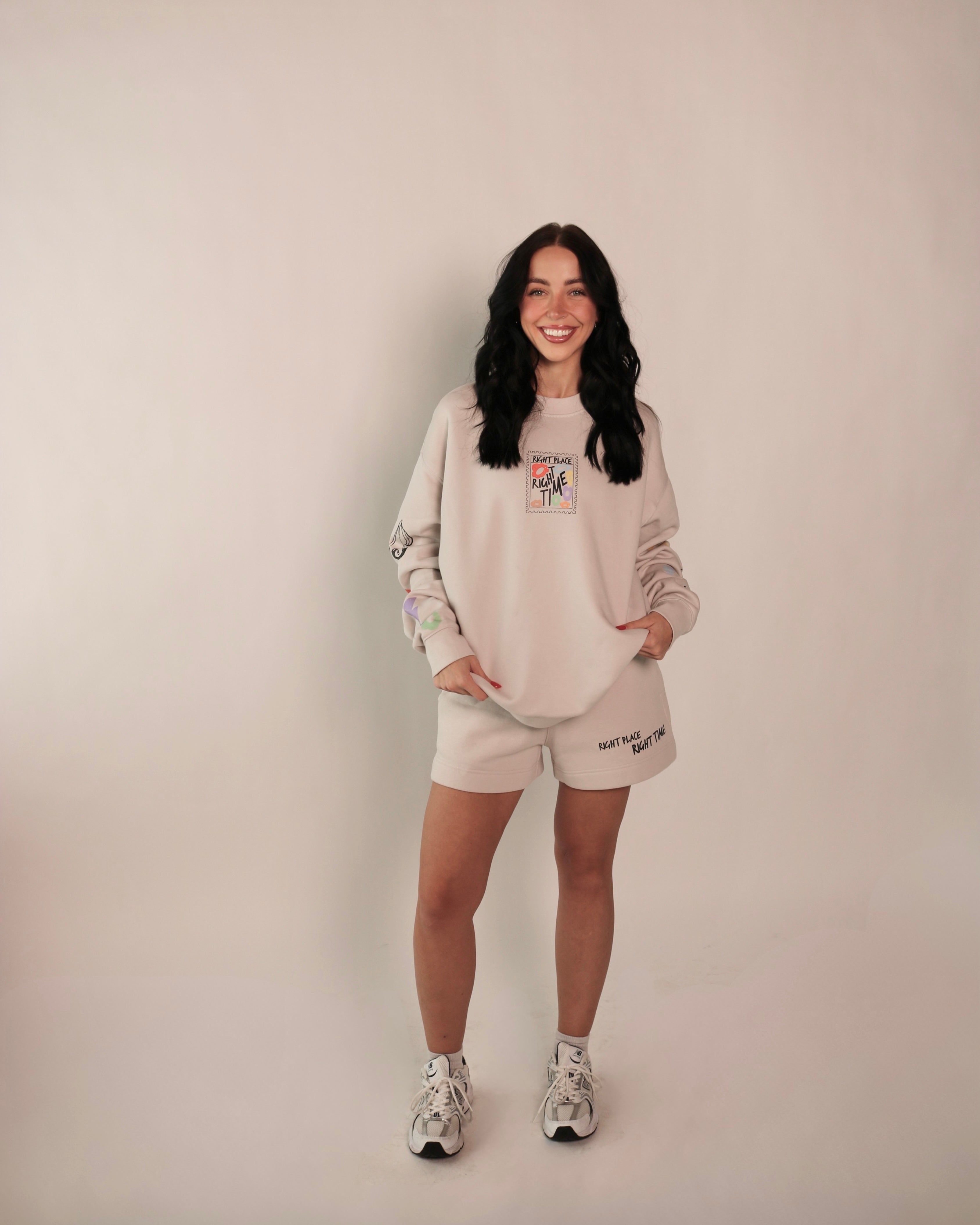 Right Place Right Time Oversized Crewneck - Bone - ICONS
