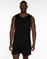 The Muscle Tank - Black - Studio 205 - Left Chest "205" & Back Stacked - Printed - White
