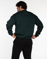 The Mens Crewneck - Pine Green - Ethos Collegiate - Center Chest - Off White