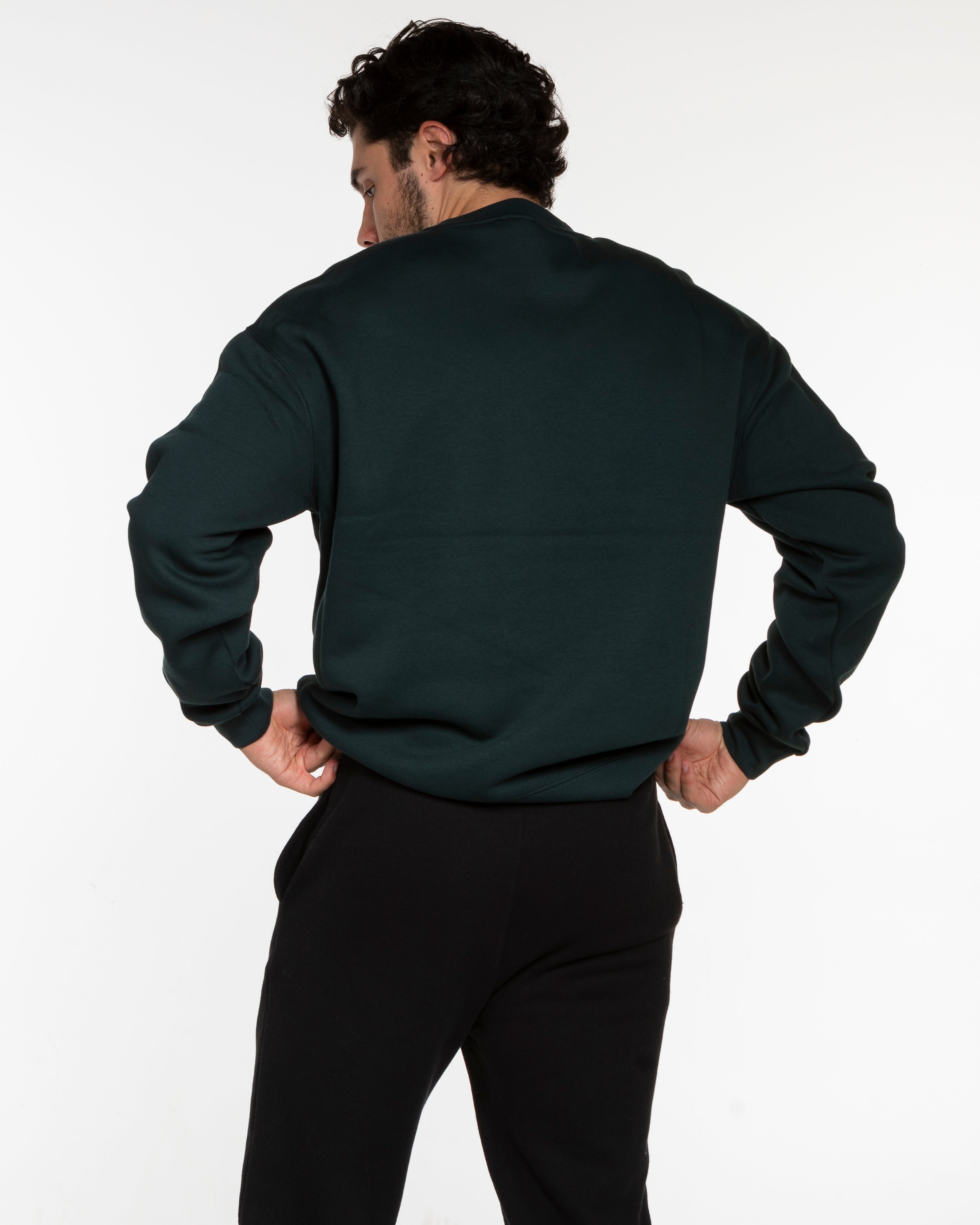 Commit Fitness - Mens Crewneck - Pine Green with White