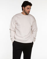 The Mens Crewneck - Bone - Ignite Barre - Center Chest Stacked - Red Printed