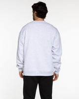 The Mens Crewneck - White Heather - Ethos Collegiate - Center Chest - Pine Green