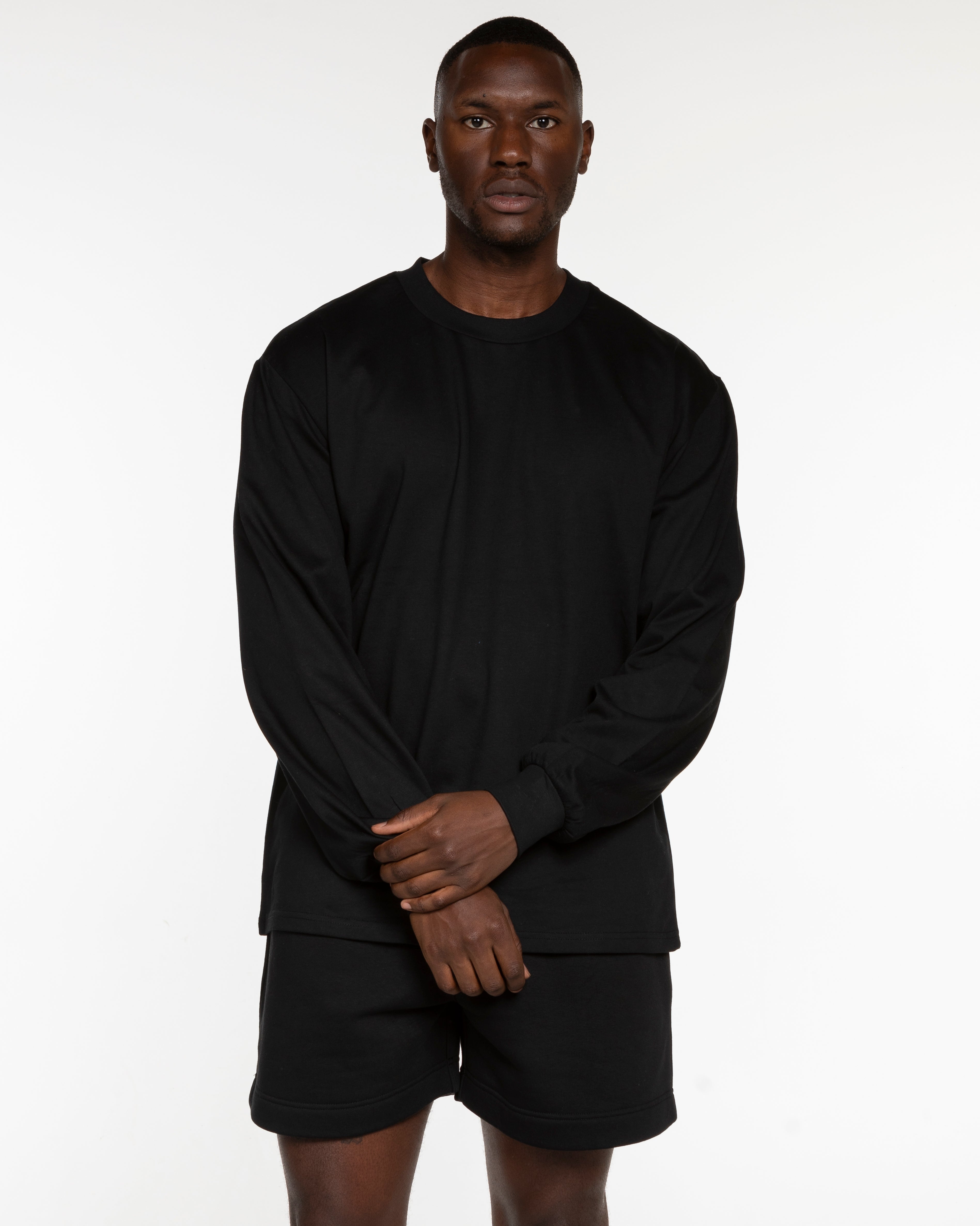 THE MENS HEAVYWEIGHT LONG SLEEVE - Black - Studio 205 - Left Chest "LAGREE" & Back Neckline - Printed - White