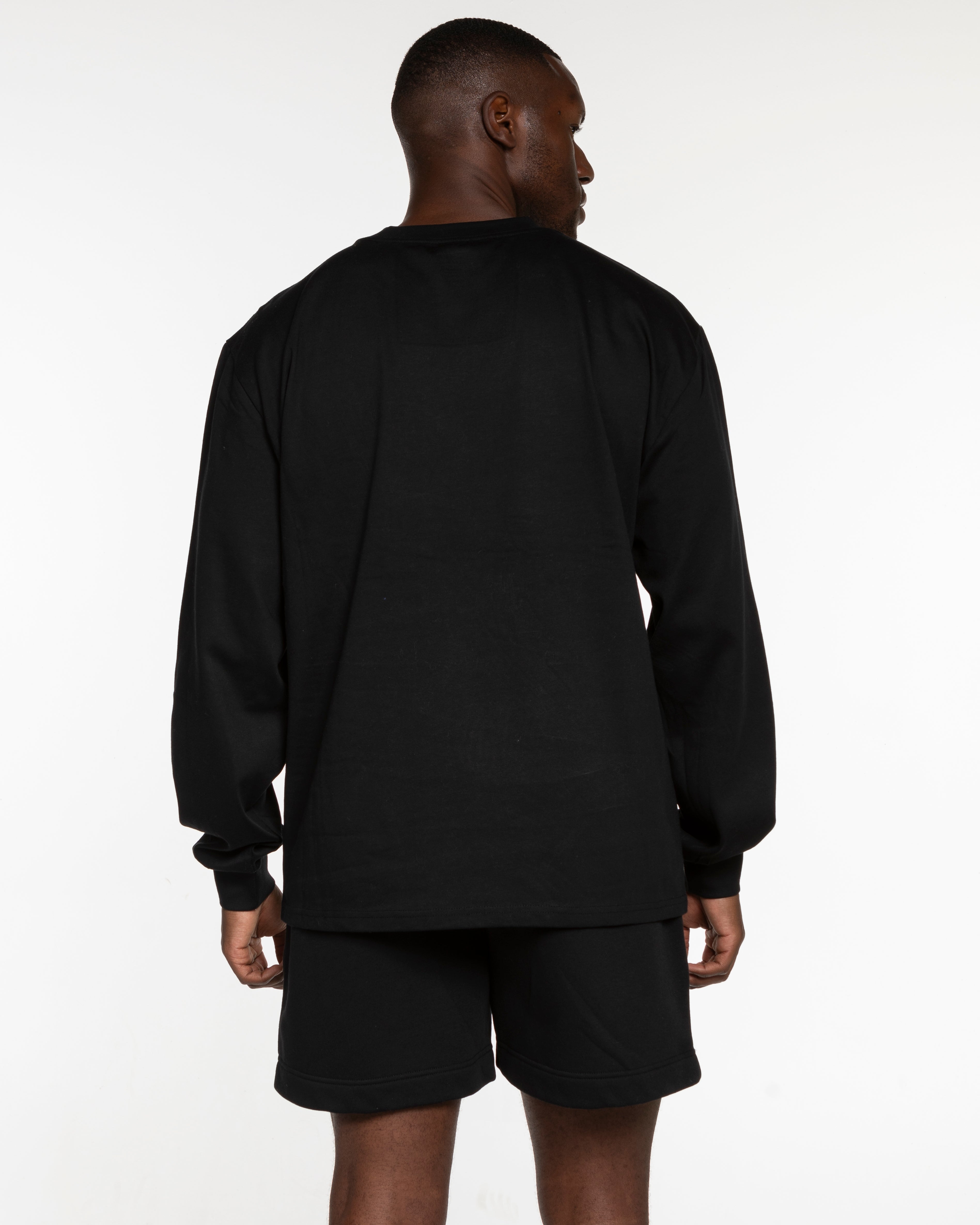 THE MENS HEAVYWEIGHT LONG SLEEVE - Black - Studio 205 - Left Chest "LAGREE" & Back Neckline - Printed - White