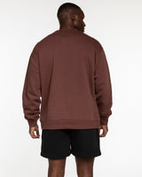 The Mens Crewneck - Chestnut - Ethos Collegiate - Center Chest - Off White