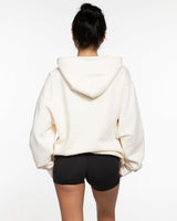 The Mens Hoodie - Washed Off White - Ethos Old English - Center Chest Stacked - Clay
