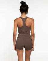 The Racer Tank - Cafe - Ignite Barre & Fitness - Left Chest - Printed - White