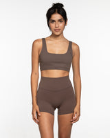The Refinery Fitness Studio Box Cut Bra - Cafe
