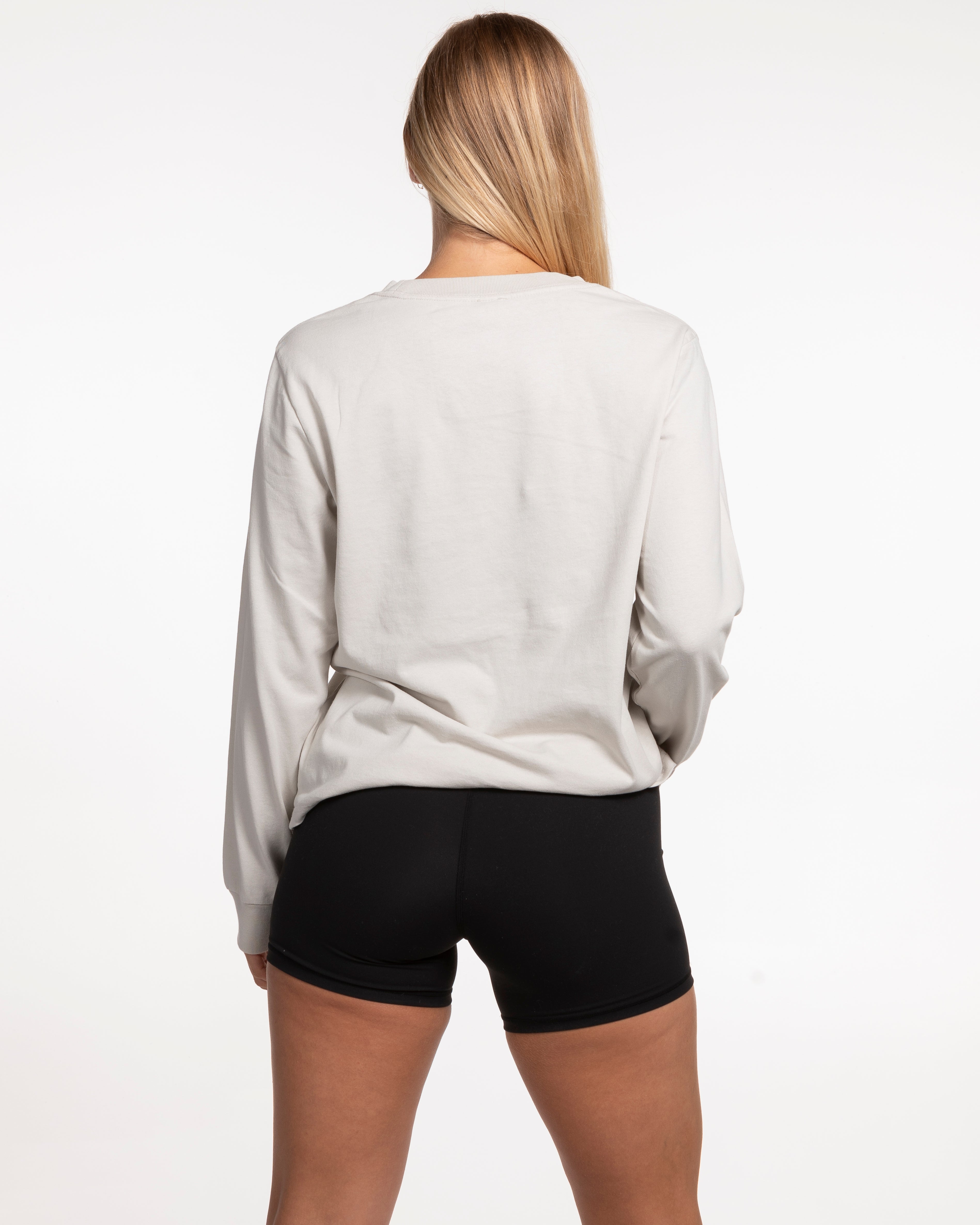 Move Studio Womens Heavyweight Long Sleeve - Washed Bone - Collegiate Logo