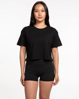The Crop Tee - Black - Ignite Barre & Fitness - Center Chest "IGNITE" - Printed - White