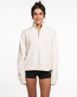 The Womens 1/4 Zip - Off White - Ignite Barre & Fitness - Center Chest Arc - Printed - Full Color