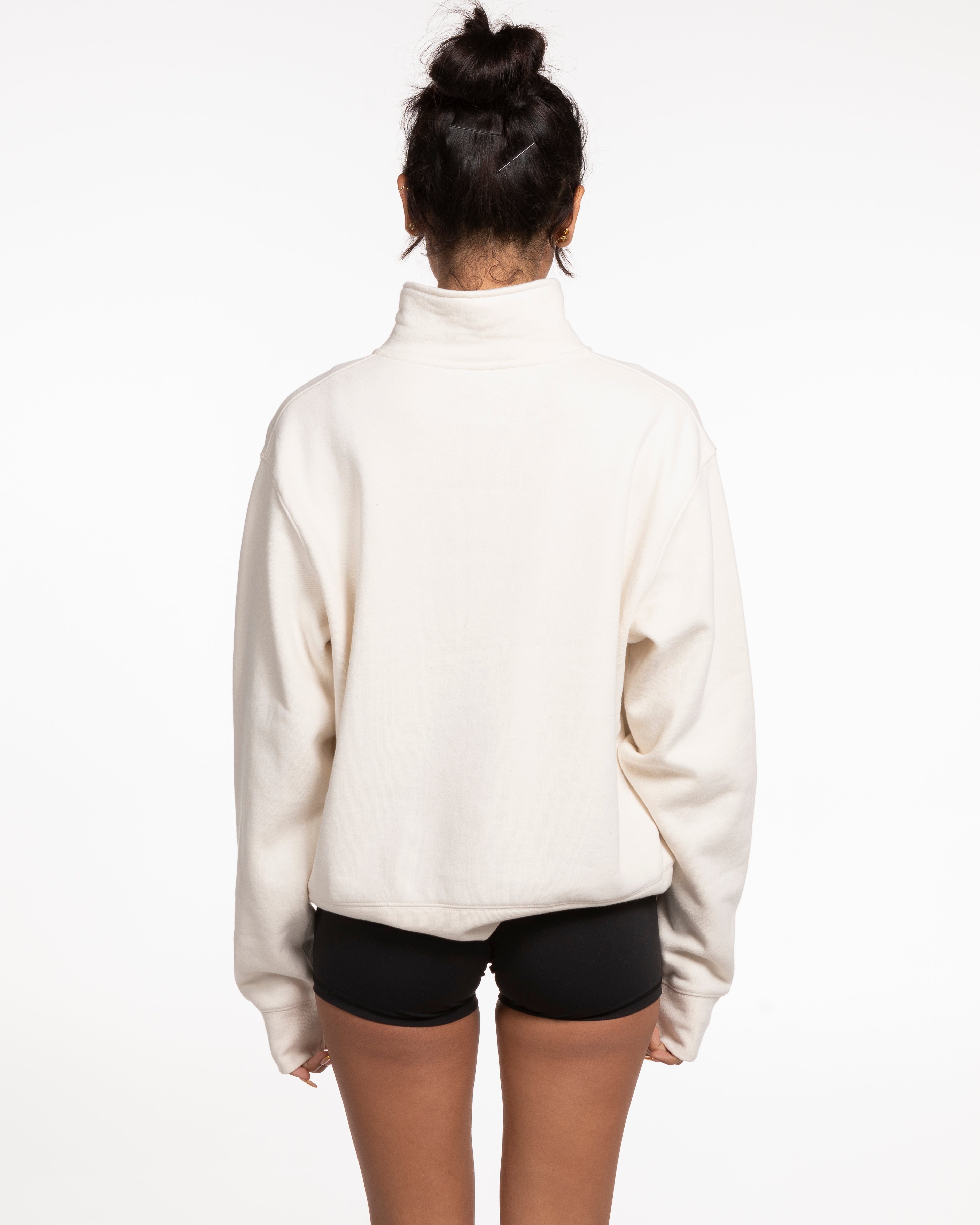 The Womens 1/4 Zip - Off White - Ignite Barre & Fitness - Center Chest Arc - Printed - Full Color