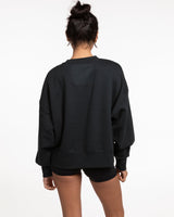 The Womens Heavyweight Crewneck - Pine Green - Spring House - Center Chest - White