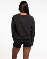Move Studio Womens Heavyweight Long Sleeve - Washed Black - Collegiate Logo