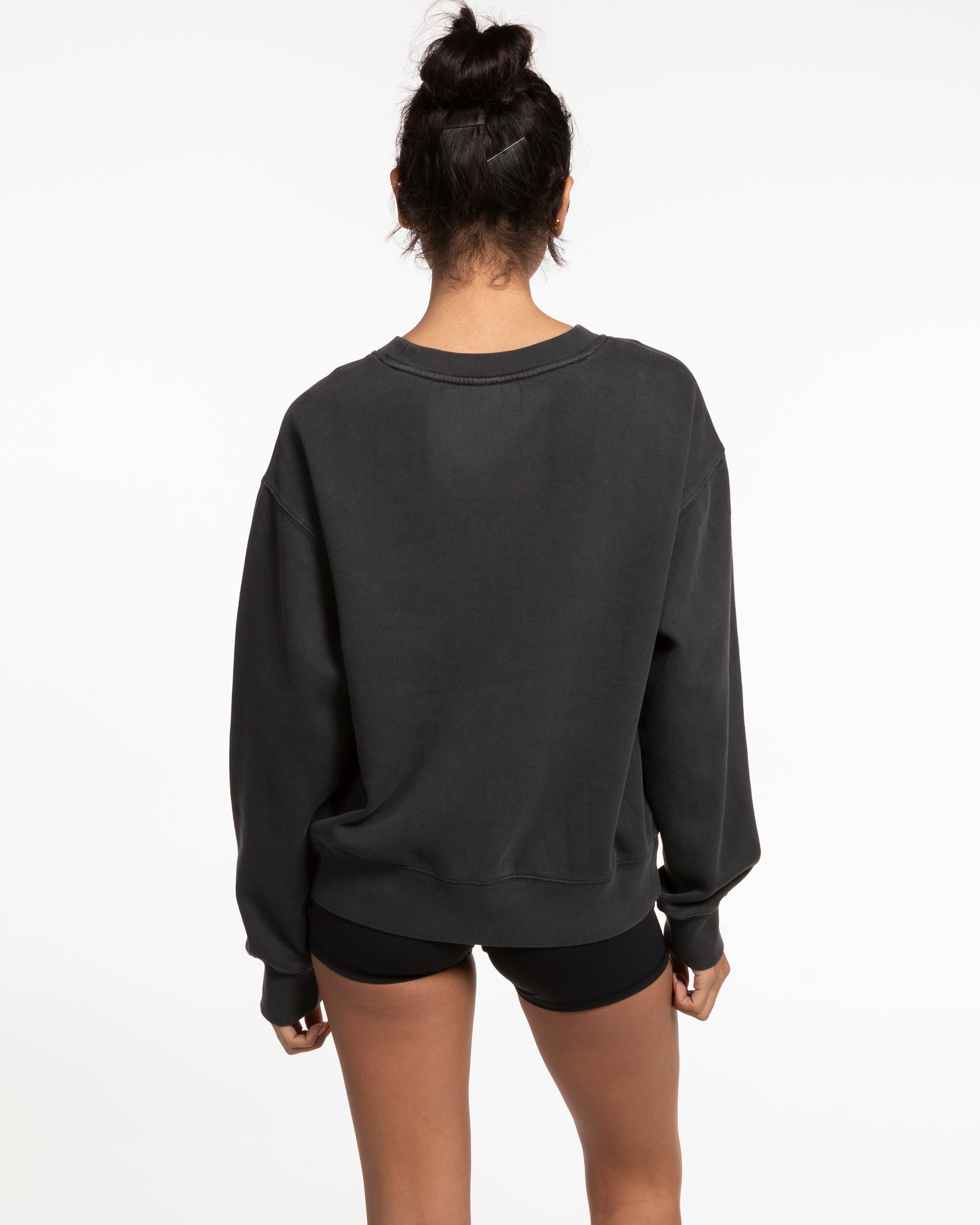 Fed By The Fruit Womens Crewneck - Washed Black