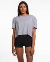 The Crop Tee - Heather - Spring House - Back Round - White