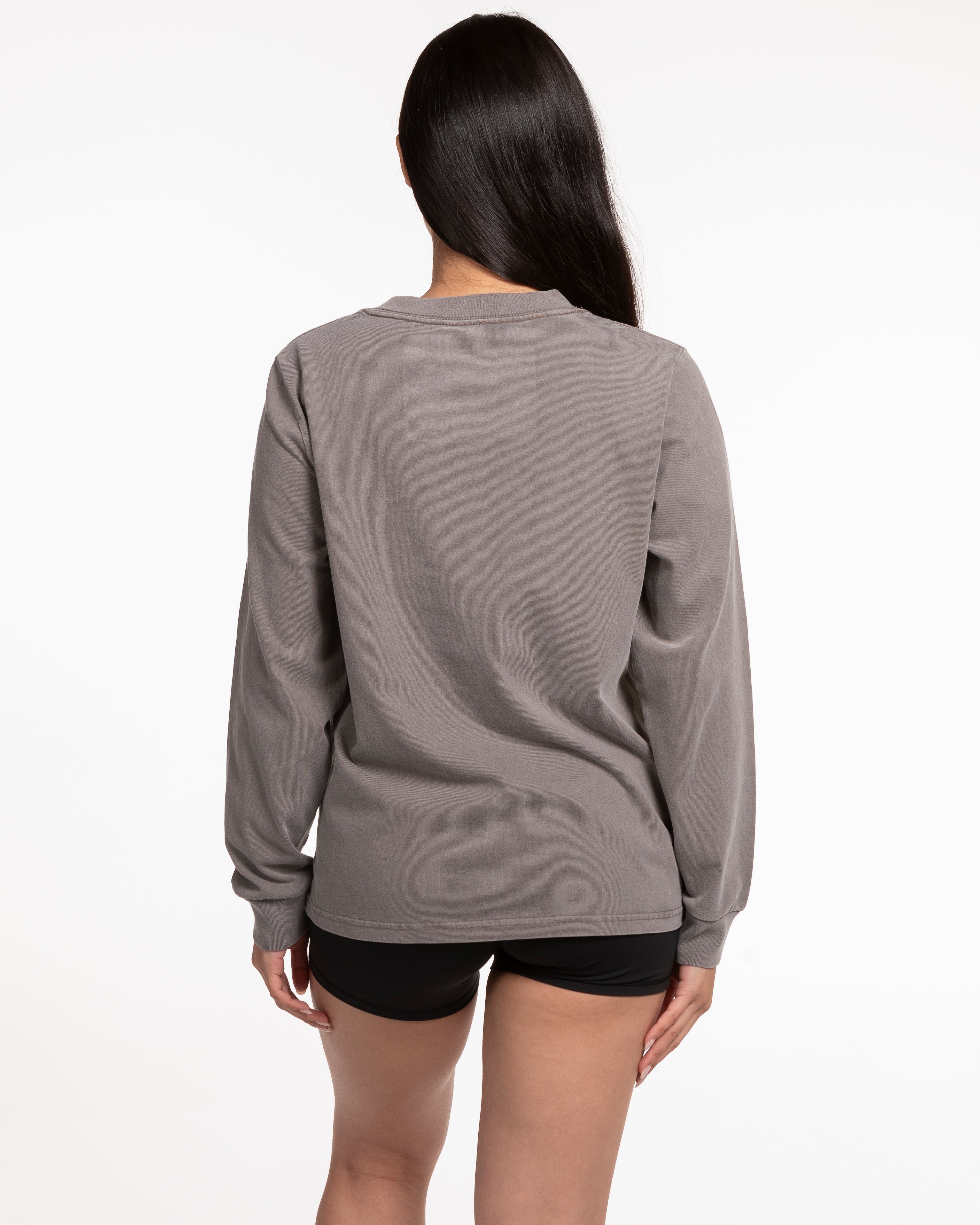 Move Studio Womens Heavyweight Long Sleeve - Washed Gray - Collegiate Logo