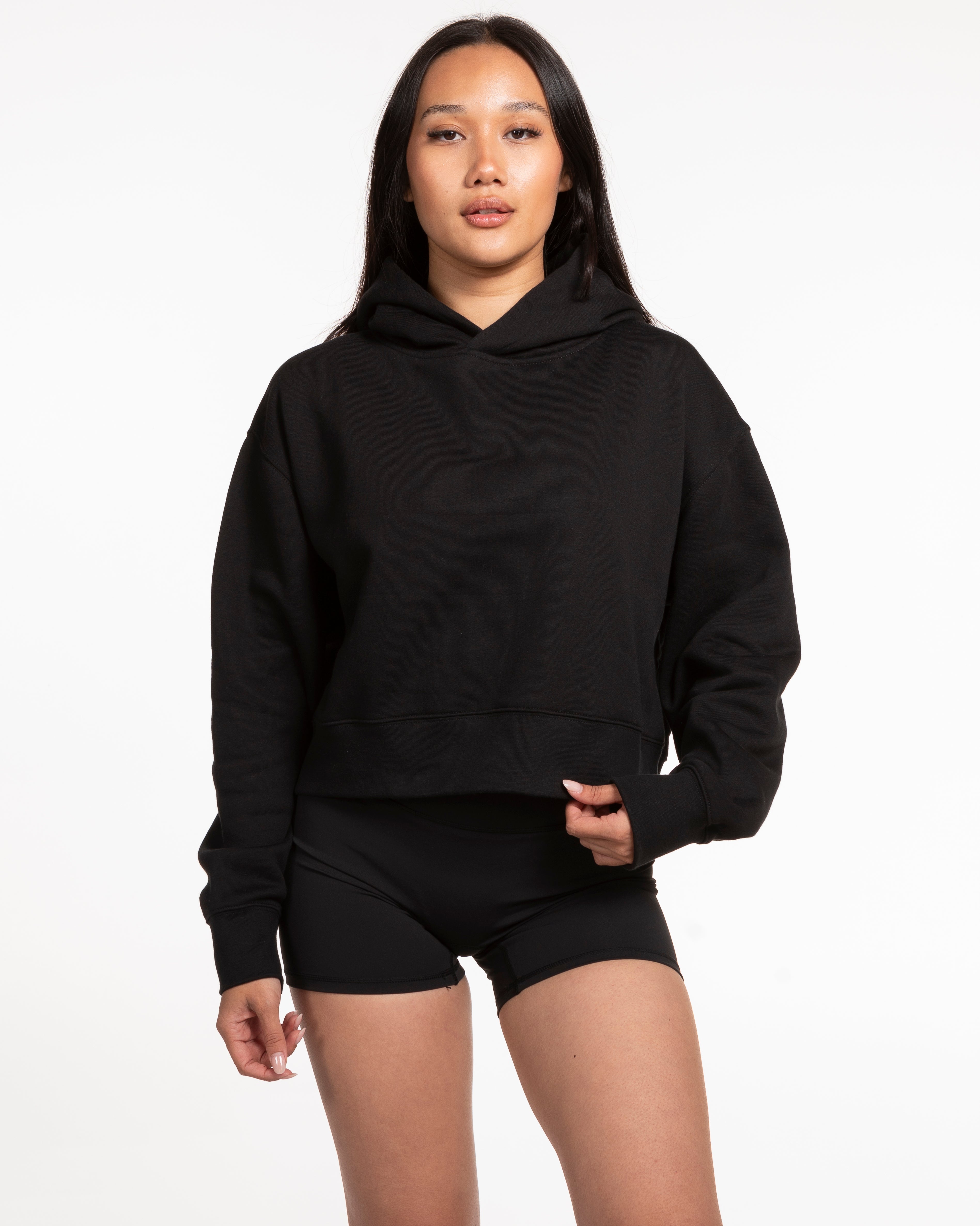 Commit Fitness Vault - Womens Crop Hoodie - Black -  Full Color
