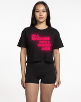 513 Crop Tee - Black - Neon Print