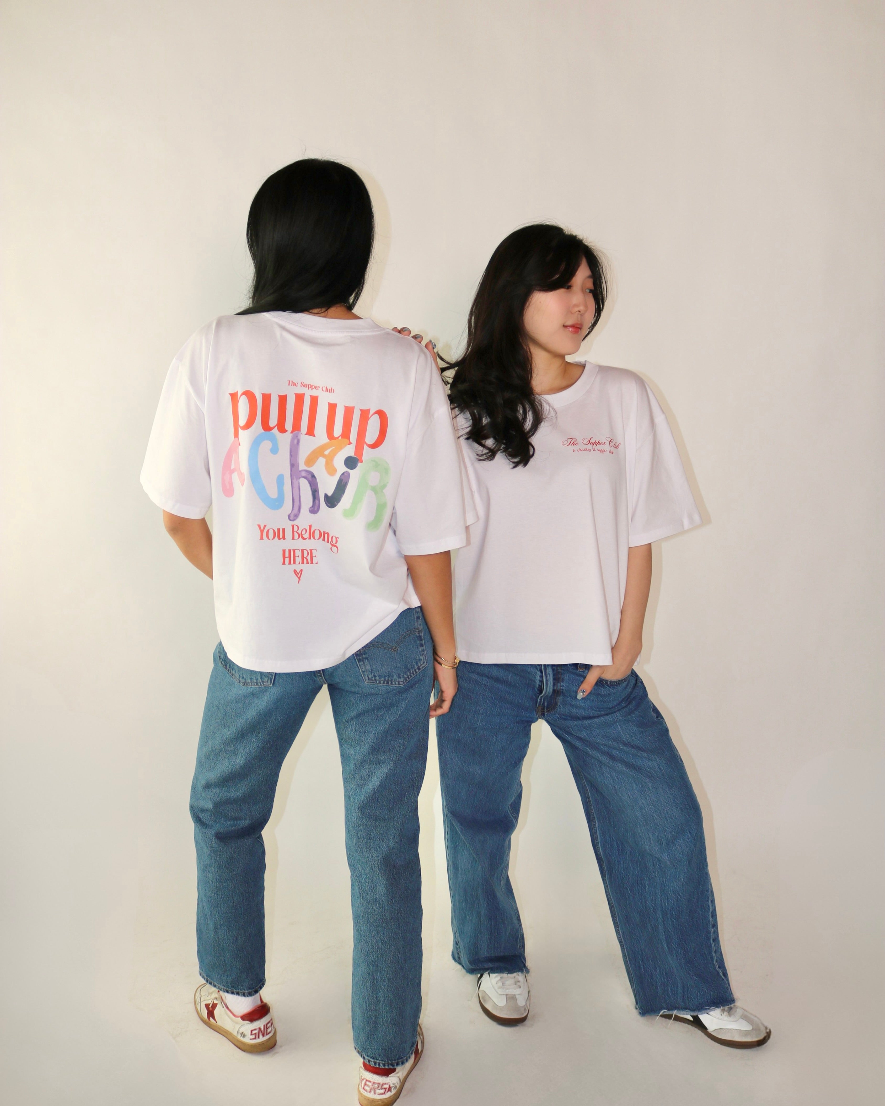 Pull Up a Chair Oversized Tee – Watercolor - White