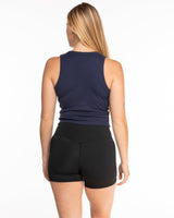 Miss Lymph Micro Rib Racer Crop - Navy