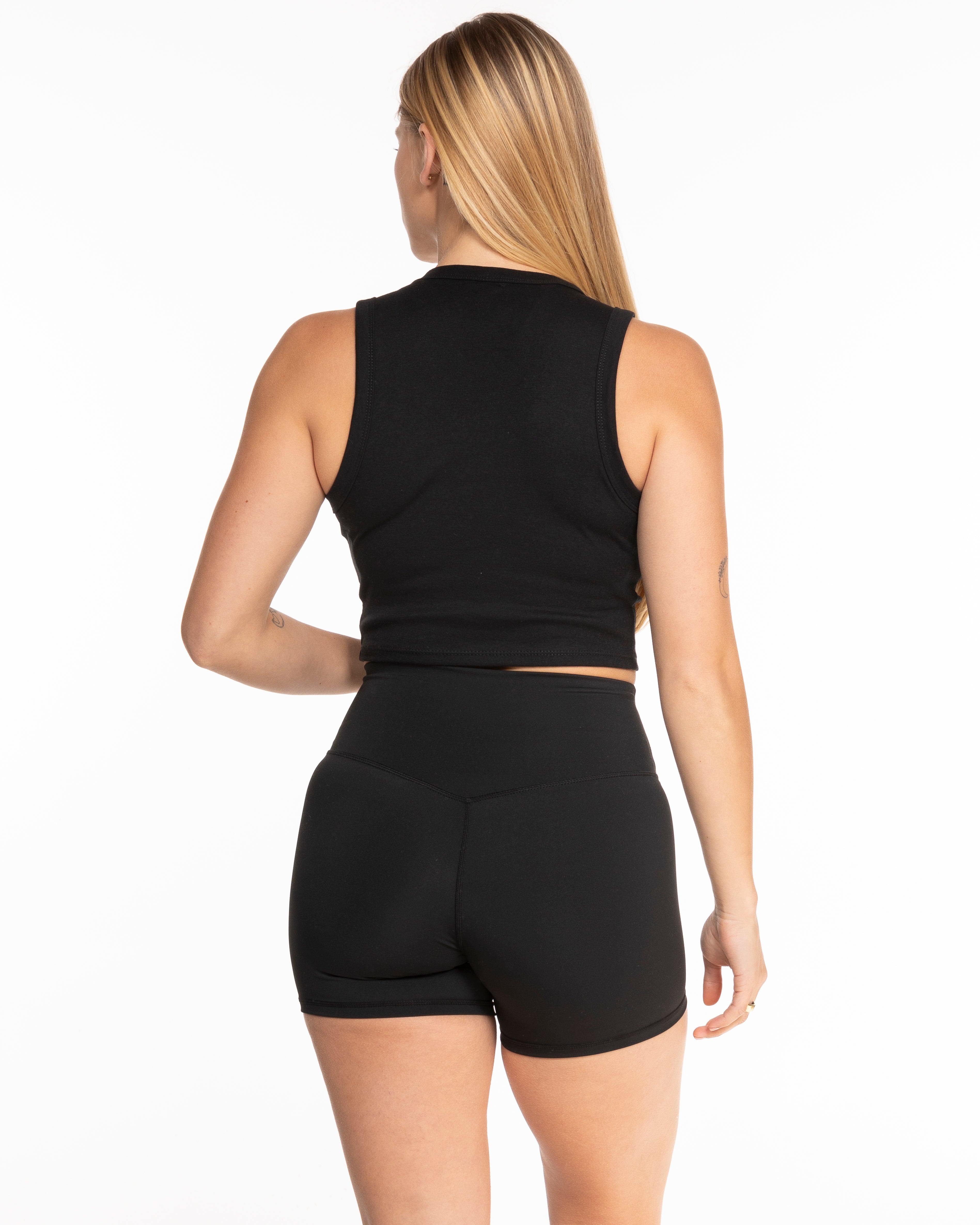 Rush Cycle Studio - The Micro Rib Basic Crop Tank - Black