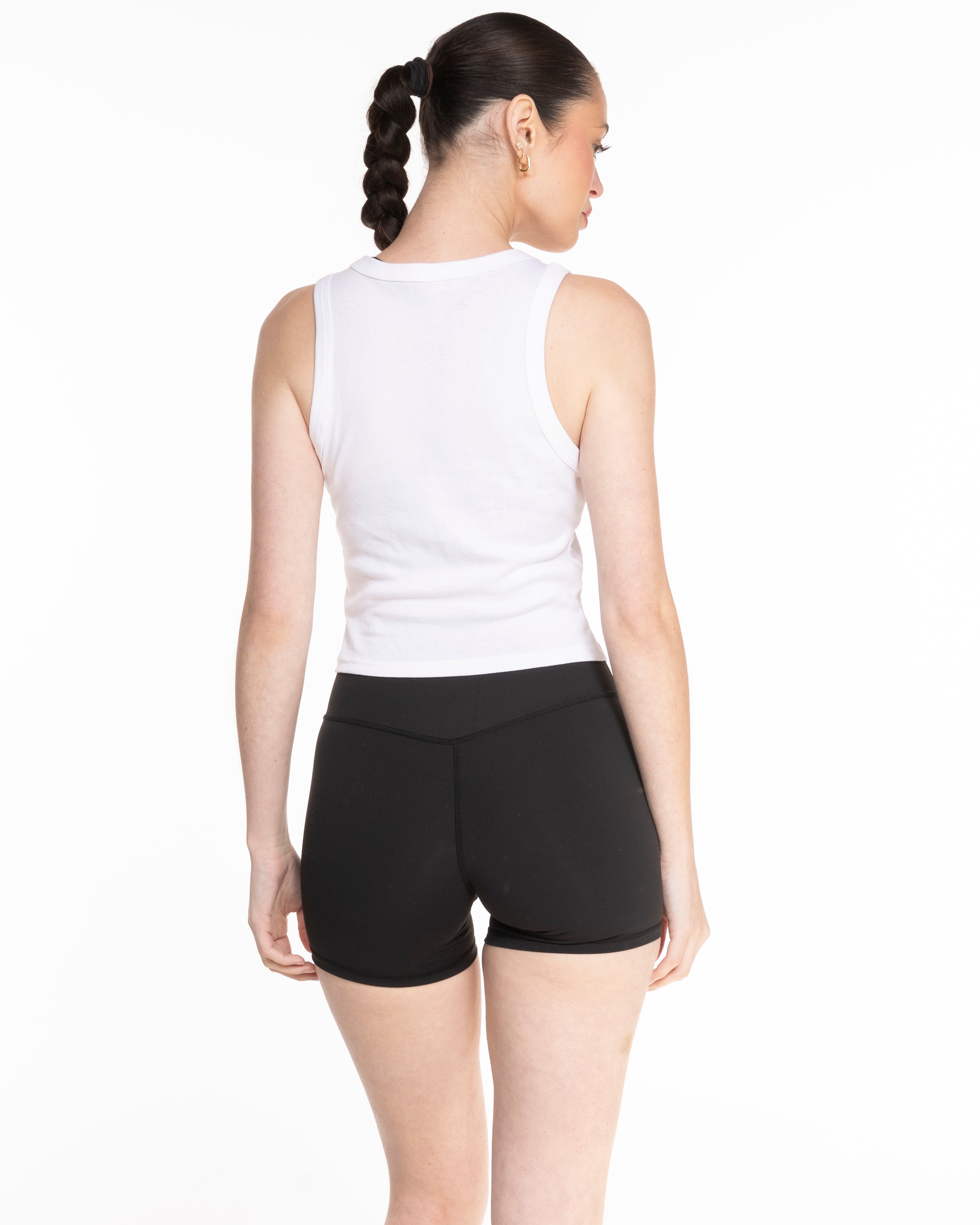 Miss Lymph Micro Rib Racer Crop - White