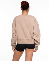 The Studio Crop - Taupe - Ignite Barre & Fitness - Center Chest Arc Stacked - Printed - White