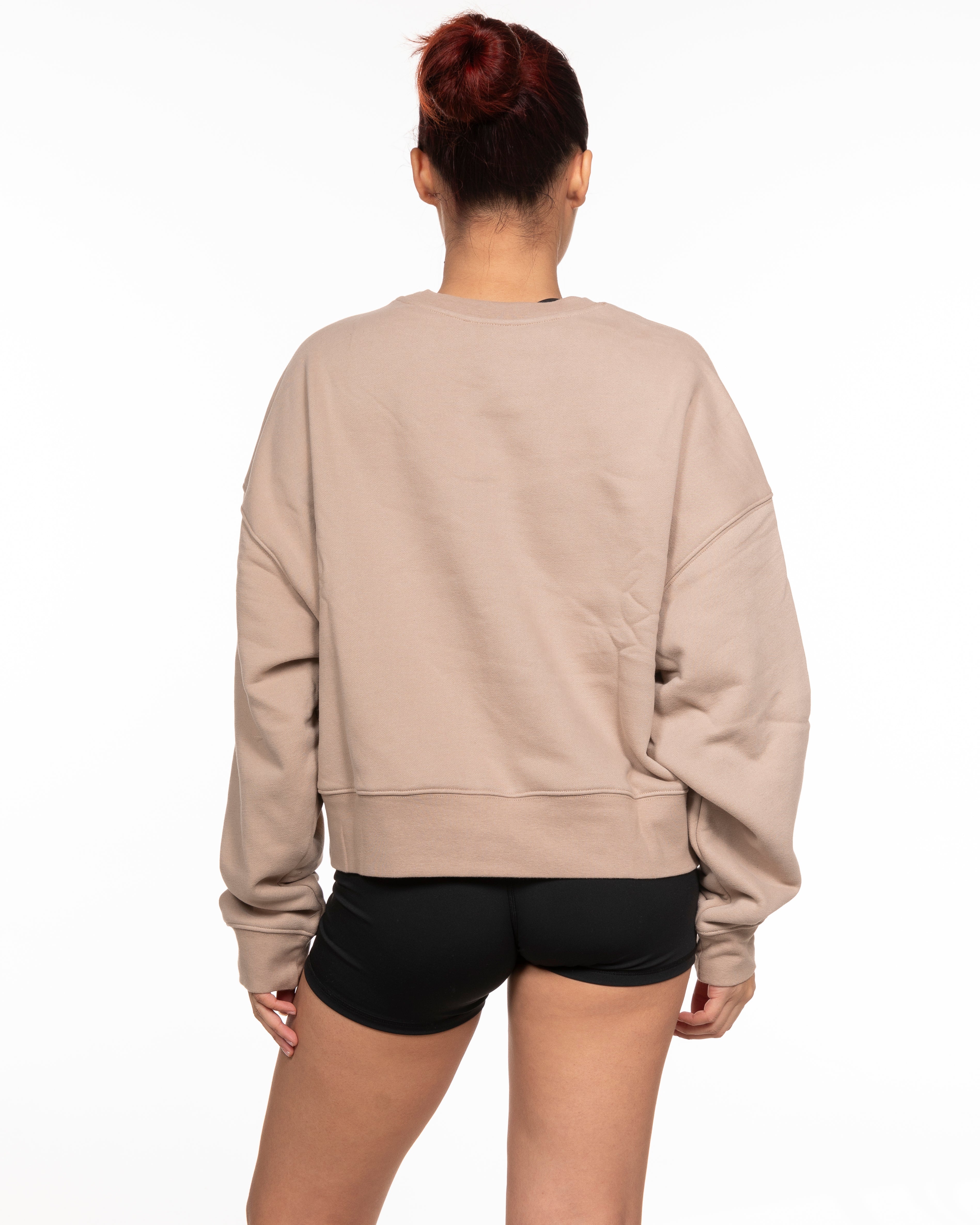 Motivate Movement Studio Crop - Taupe - Left Chest & Right Arm
