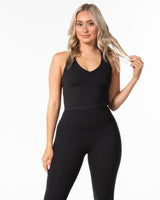 The Racer Tank - Black - Ignite Barre & Fitness - Center Chest - Printed - White