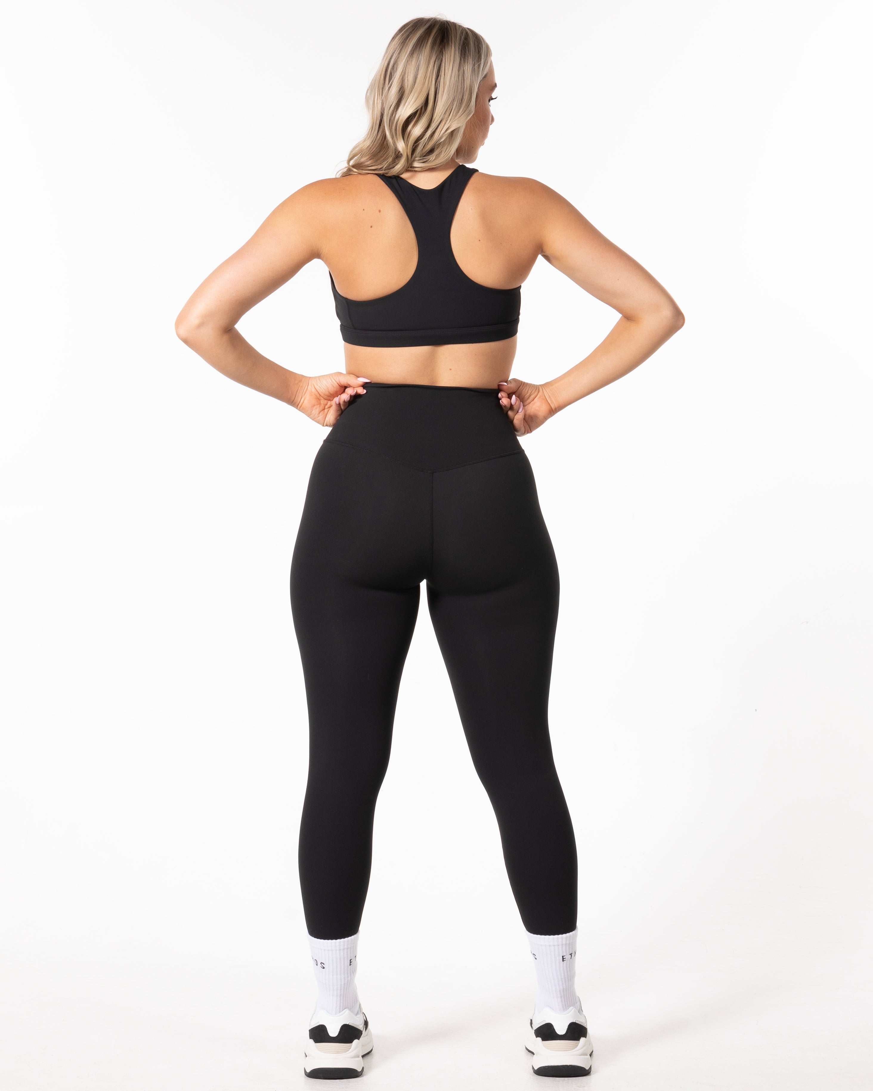 The Basic Legging - Black - Ignite Barre & Fitness - Right Leg - Printed - White