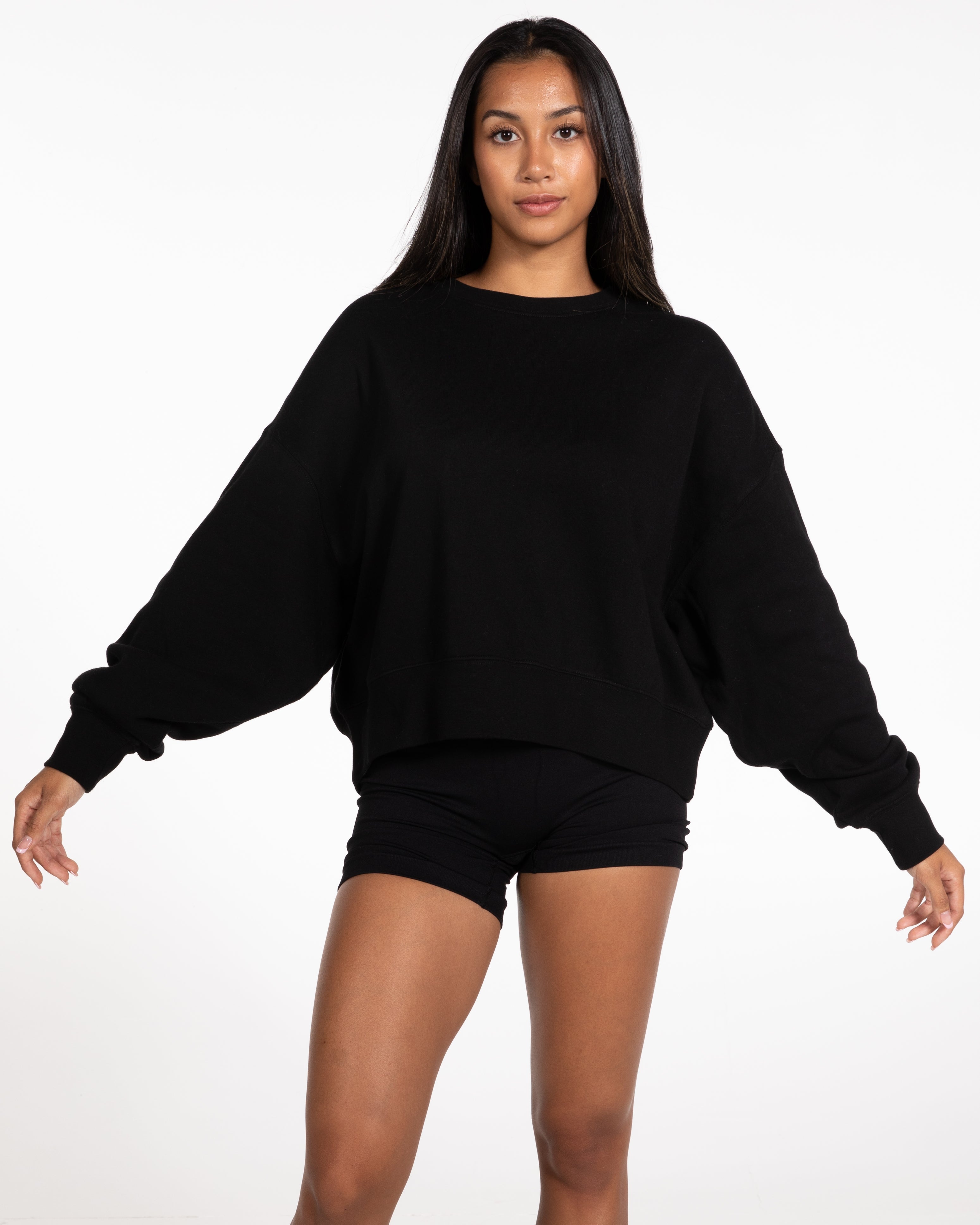 The Oversized Crop - Black -Spring House - Left & RIght Arm - White