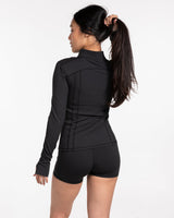 The Womens Zip Jacket - Black - Irfitness LLC - Left Chest - Printed - White