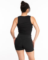 Miss Lymph Micro Rib Racer Crop - Black