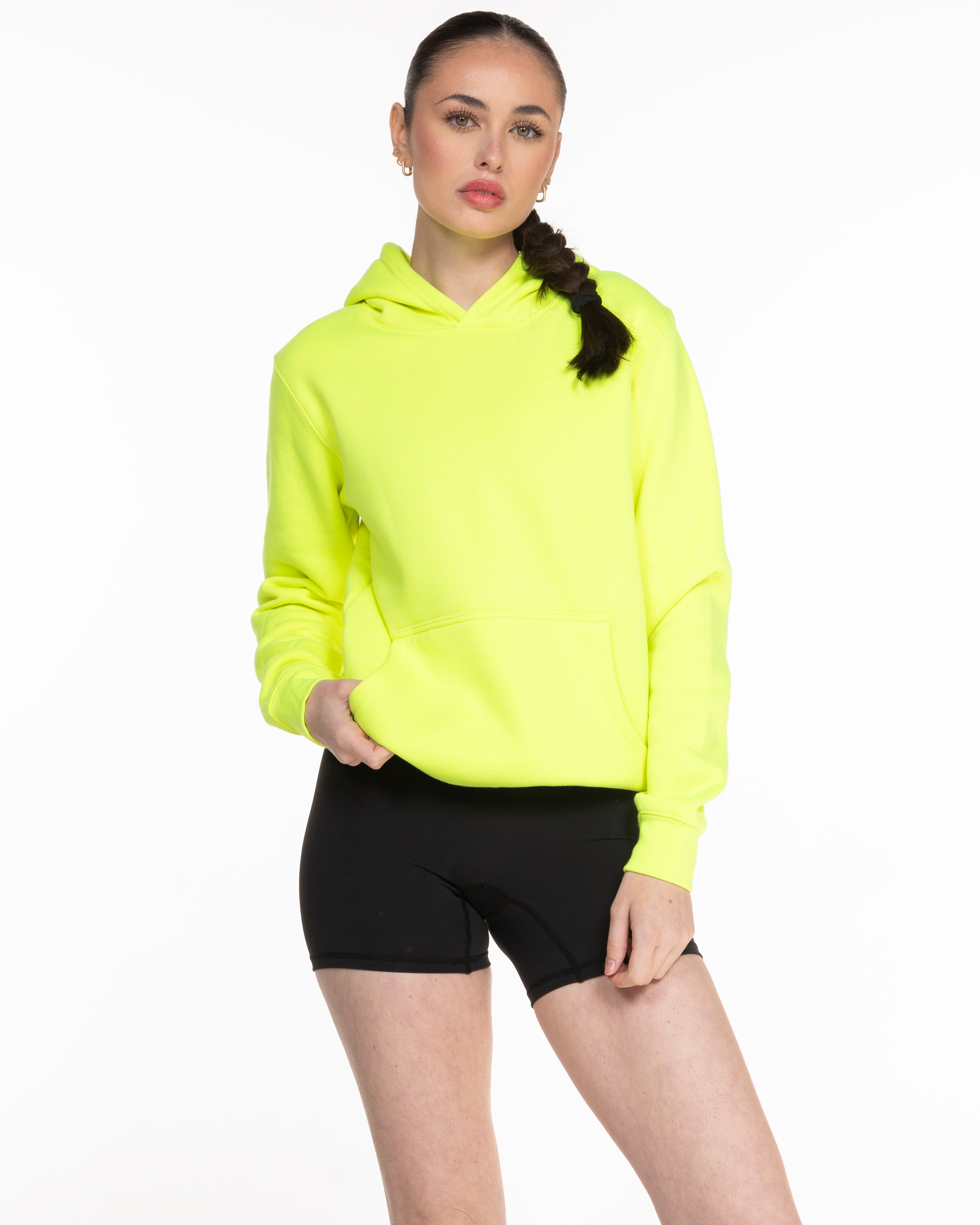 Commit Fitness Vault - Mens Hoodie - Neon Yellow with Black - Back Center